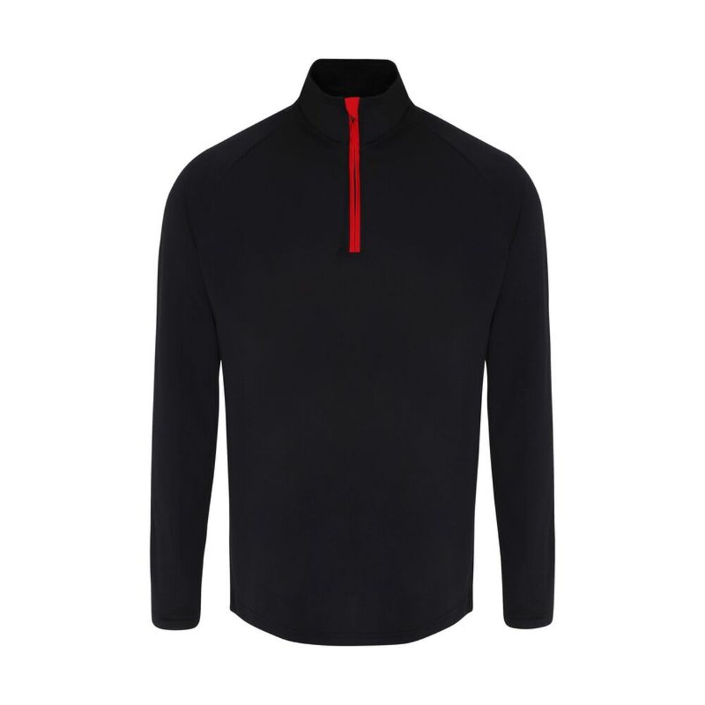TriDri Mens Long Sleeve Performance Quarter Zip Top / Black/Red